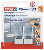 tesa POWERSTRIPS® Zelfklevende haak Large Transparant, Wit Inhoud: 2 stuk(s) - thumbnail