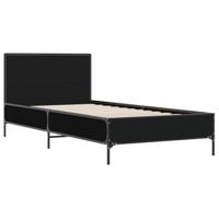 Bedframe bewerkt hout en metaal zwart 75x190 cm - thumbnail
