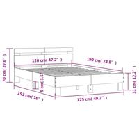 Bedframe met hoofdeinde en LED bruin eikenkleur 120x190 cm - thumbnail