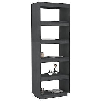Boekenkast/kamerscherm 60x35x167 cm massief grenenhout grijs
