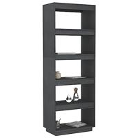 Boekenkast/kamerscherm 60x35x167 cm massief grenenhout grijs - thumbnail