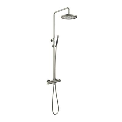 Hotbath Cobber X - Stortdoucheset - 300 mm Hoofddouche - 360 mm Hartafstand - Glijstang - Staafmodel Handdouche - Geborsteld Nikkel - Opbouw - 1/2 Inch Aansluiting