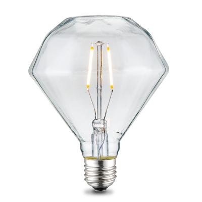 Edison Vintage E27 LED filament lichtbron Diamond | D95 11.2/11.2/13.8cm | Helder | geschikt voor E27 fitting | 2W 160lm 2700K | warm wit licht