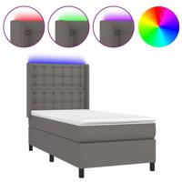 Boxspring met matras en LED kunstleer grijs 80x200 cm - thumbnail