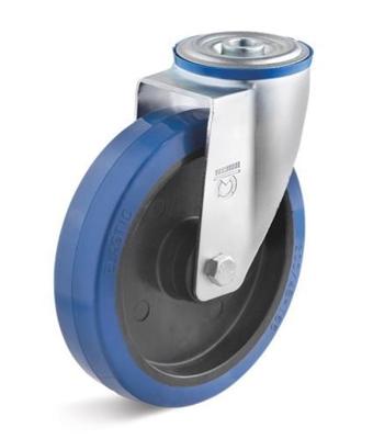 Torwegge Zwenkwiel rubber blauw ø80 kunststof / boutbevestiging