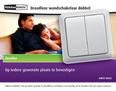 Draadloze wandschakelaar dubbel, AWST8802