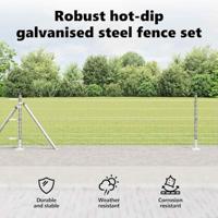 VidaXL Hek met paal zilver 0,8 x 10 m staal - thumbnail
