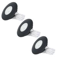 Set van 3 Pavo - Platte LED ipbouwspots met lage inbouwdiepte 12mm - 3 Watt 300 Lumen - 2700K Warm wit - Dimbaar - Rond - Meubelspot - IP44 waterdicht - Zwart - thumbnail