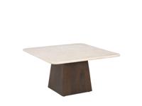 Sohome Vierkante Salontafel 'Margred' Marmer en mangohout, 75 x 75cm - thumbnail