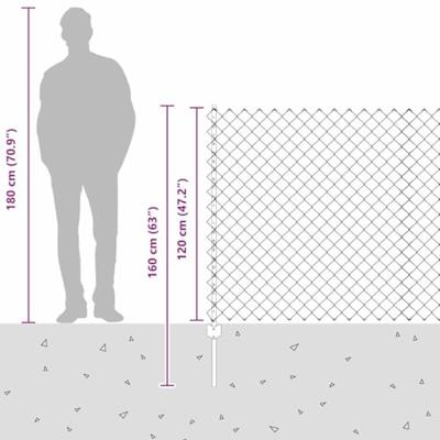 VidaXL Hek met paal zilver 1,2 x 10 m staal