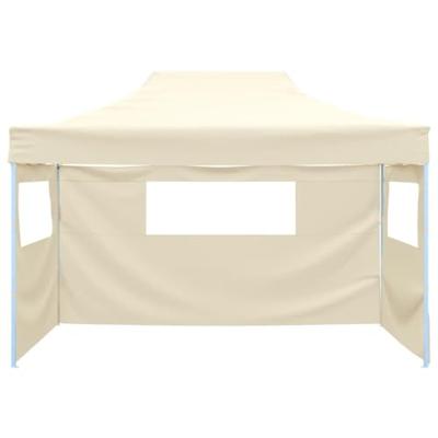 Partytent met 3 zijwanden inklapbaar 3x4 m staal crme - thumbnail