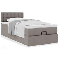 Ottoman bed met matras 90x190cm stof taupe - thumbnail