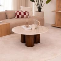Eleonora Ronde Salontafel 'Xavi' Marmer en mangohout, 90cm - thumbnail