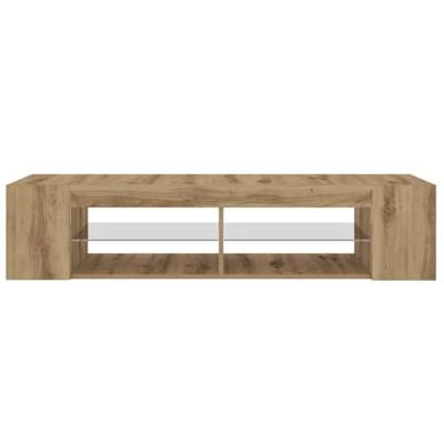 Tv-meubel met LED 135x39x30 cm bewerkt hout artisanaal eiken
