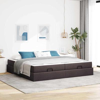 Bedframe met opslag Donkerbruin 200 x 200 cm Stof