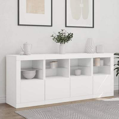 Dressoir met LED-verlichting 163x37x67 cm wit