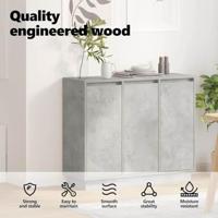 LED Sideboard Beton Grijs 90 x 32 x 75 cm Bewerkt hout - thumbnail