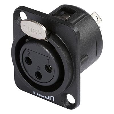Hicon HI-X3DF-G XLR-connector Flensbus, contacten recht Aantal polen: 3 Zwart 1 stuk(s)