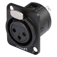 Hicon HI-X3DF-G XLR-connector Flensbus, contacten recht Aantal polen: 3 Zwart 1 stuk(s) - thumbnail