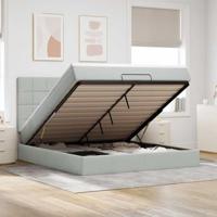 Ottoman bed met matrassen 160x200cm fluweel lichtgrijs - thumbnail