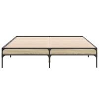 Bedframe bewerkt hout metaal sonoma eikenkleurig 150x200 cm - thumbnail