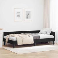 Hoekbedframe Zwart 100 x 200 cm Velvet en Engineered hout - thumbnail