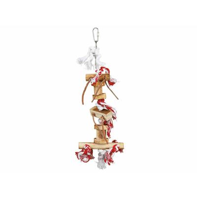 TRIXIE SPEELGOED MET TOUW EN LEREN BANDJES HOUT KLEURIG 35 CM 3 ST