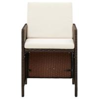 9-delige Tuinset met kussens poly rattan bruin - thumbnail