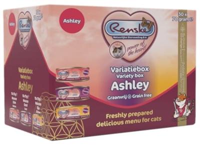 Renske Variatiebox Ashley Graanvrij vers bereid mousse natvoer kat (blikjes) 1 tray (30 x 70 g) Renske Variatiebox Ashley Graanvrij vers bereid mousse natvoer kat (blikjes) 1 tray (30 x 70 g)