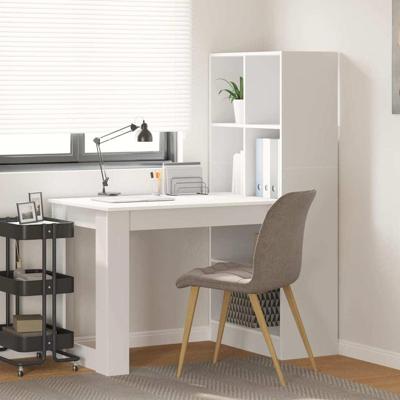 Bureau met plank met opslag Wit 122 x 67 x 145 cm Bewerkt hout