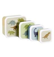Set van 4 lunchboxen voor jongens DINOS A Little Lovely Company kaki - thumbnail
