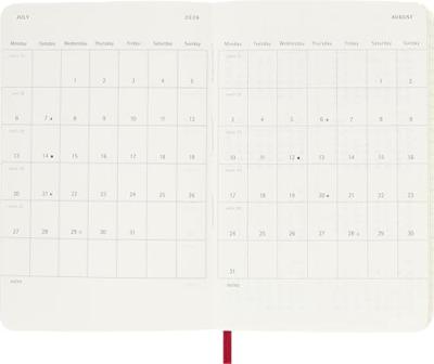 Moleskine 12 Monate Wochen Notizkalender 2026, Pocket/A6, 1 Wo = 1 Seite, rechts linierte Seite, Weicher Einband, Scharlachrot