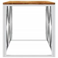 Salontafel roestvrij staal en massief acaciahout - thumbnail