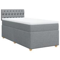 Boxspring met matras stof lichtgrijs 90x190 cm - thumbnail