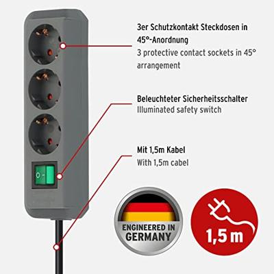 Brennenstuhl Eco-Line 3-voudige zilveren stekkerdoos met schakelaar | 1152340015 - 1152340015 - thumbnail