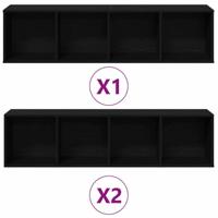 Boekenkast 3 pcs Zwart Eiken 36 x 30 x 143 cm Bewerkt hout - thumbnail