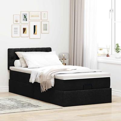 Ottoman bed met matras 90x190cm stof zwart