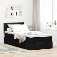 Ottoman bed met matras 90x190cm stof zwart - thumbnail