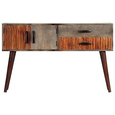 Wandtafel 120x35x75 cm massief ruw mangohout grijs