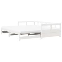 Slaapbank met onderschuifbed en matras 80x200 cm grenenhout wit - thumbnail