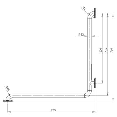 Mediqo-line MediQo-line angled bar wall-wall BD0700CS - RVS