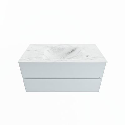 MONDIAZ VICA-DLUX 100cm badmeubel onderkast Clay 2 lades. Inbouw wastafel CLOUD midden zonder kraangat, kleur Opalo. MONDIAZ VICA-DLUX 100cm badmeubel onderkast Clay 2 lades. Inbouw wastafel CLOUD midden zonder kraangat, kleur Opalo.