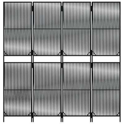 Kamerscherm 4 panelen poly rattan zwart