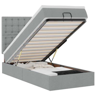 Ottoman bed met matras 120x190 cm stof lichtgrijs - thumbnail