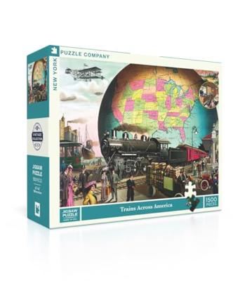 New York Puzzle Company Treinen door Amerika - 1500 stukjes New York Puzzle Company Treinen door Amerika - 1500 stukjes