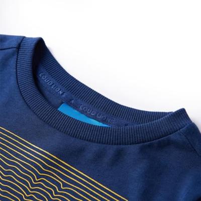 Kindershirt met lange mouwen snowboardprint 116 marineblauw - thumbnail