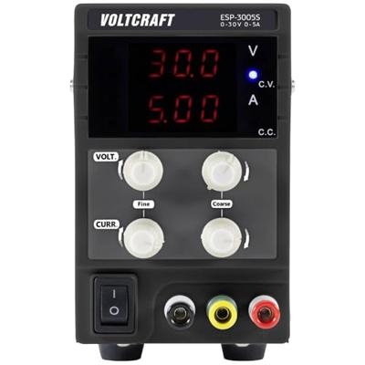 VOLTCRAFT ESP-3005S Labvoeding, regelbaar 0 - 30 V 0 - 5 A 150 W Steekaansluiting 4 mm Smal model Aantal uitgangen: 1 x