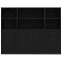 Hoge kast 132x35,5x103,5 cm bewerkt hout zwart eikenkleurig - thumbnail