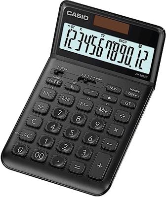 Casio JW-200SC-BK Bureaurekenmachine Zwart Aantal displayposities: 12 werkt op zonne-energie, werkt op batterijen (b x h x d) 109 x 11 x 184 mm