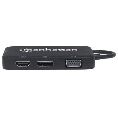 Manhattan 152600 USB Adapter [1x USB-C stekker - 1x DVI-bus 24+5-polig, DisplayPort bus, HDMI-bus, VGA-bus] Zwart 8.00 cm